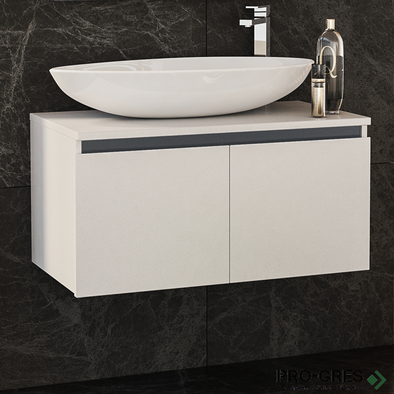 Шкаф за баня 80 см 2 вратички мивка порцелан, FLEXMEBEL, OMNIA, F802DOMN