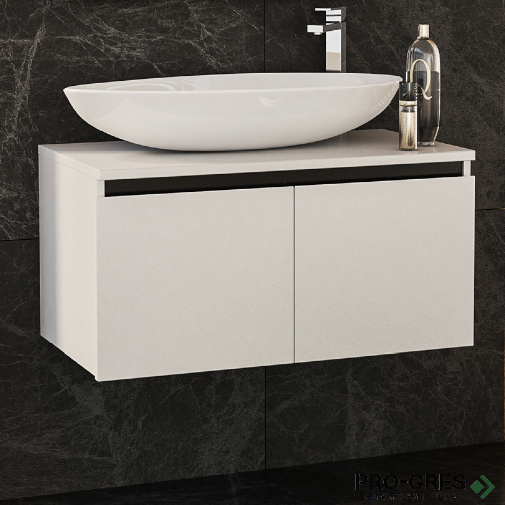 Шкаф за баня 80 см 2 вратички мивка порцелан, FLEXMEBEL, OMNIA, F802DOMN
