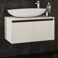 Шкаф за баня 80 см 2 вратички мивка порцелан, FLEXMEBEL, OMNIA, F802DOMN