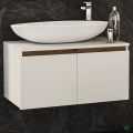 Шкаф за баня 80 см 2 вратички мивка порцелан, FLEXMEBEL, OMNIA, F802DOMN