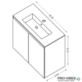 Шкаф за баня 80 см 2 вратички с мивка порцелан, FLEXMEBEL, TENSO, F802DTEN