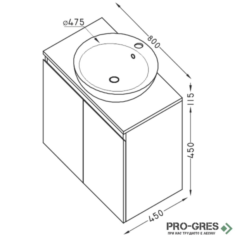 Шкаф за баня 80 см 2 врати, FLEXMEBEL, TULIP , F802DTUL