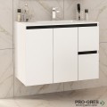 Шкаф за баня 85 см 3 вратички 1 чекмедже с мивка порцелан, FLEXMEBEL, INES TWIN, F852D2CIN