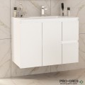 Шкаф за баня 85 см 3 вратички 1 чекмедже с мивка порцелан, FLEXMEBEL, INES TWIN, F852D2CIN