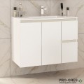 Шкаф за баня 85 см 3 вратички 1 чекмедже с мивка порцелан, FLEXMEBEL, INES TWIN, F852D2CIN