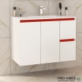 Шкаф за баня 85 см 3 вратички 1 чекмедже с мивка порцелан, FLEXMEBEL, INES TWIN, F852D2CIN