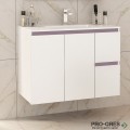 Шкаф за баня 85 см 3 вратички 1 чекмедже с мивка порцелан, FLEXMEBEL, INES TWIN, F852D2CIN