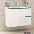 Шкаф за баня 85 см 3 вратички 1 чекмедже с мивка порцелан, FLEXMEBEL, INES TWIN, F852D2CIN