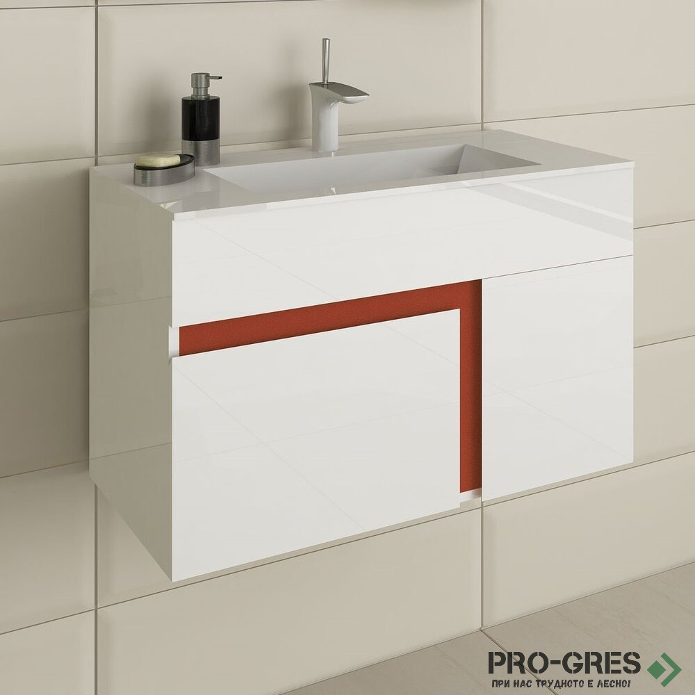 Шкаф за баня 80 см 1 чекмедже, 1 вратичка, с мивка порцелан, FLEXMEBEL, KARA,  KA801D1C