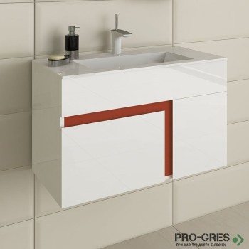 Шкаф за баня 80 см 1 чекмедже, 1 вратичка, с мивка порцелан, FLEXMEBEL, KARA,  KA801D1C