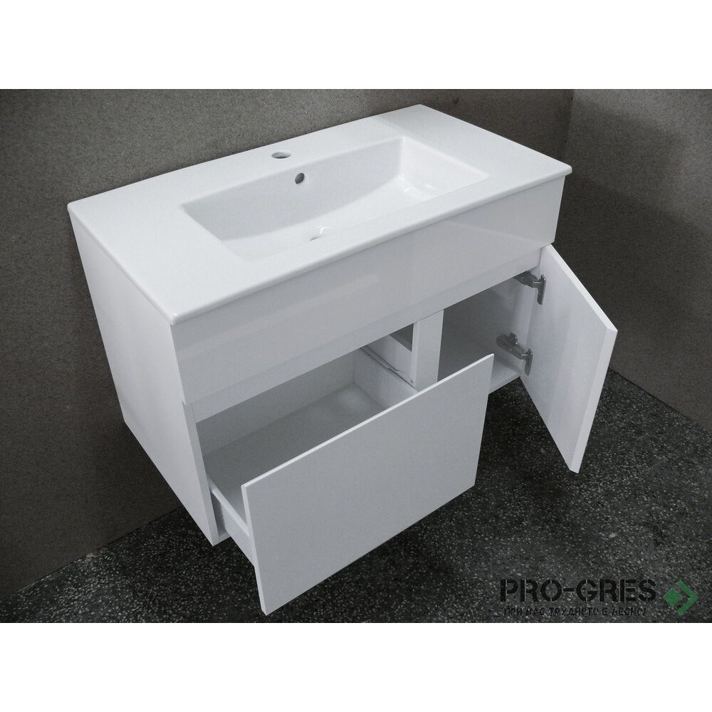 Шкаф за баня 80 см 1 чекмедже, 1 вратичка, с мивка порцелан, FLEXMEBEL, KARA,  KA801D1C