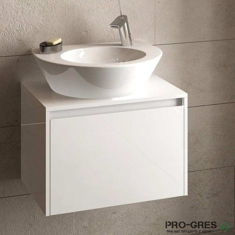 Шкаф за баня 60 см 1 чекмедже, с мивка порцелан, FLEXMEBEL, LITA, LI6001C