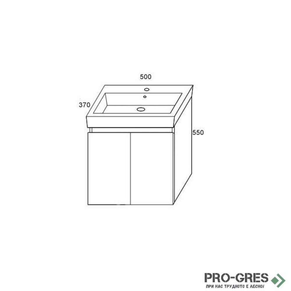 Долен шкаф с вратички бял Compact 50x37см
