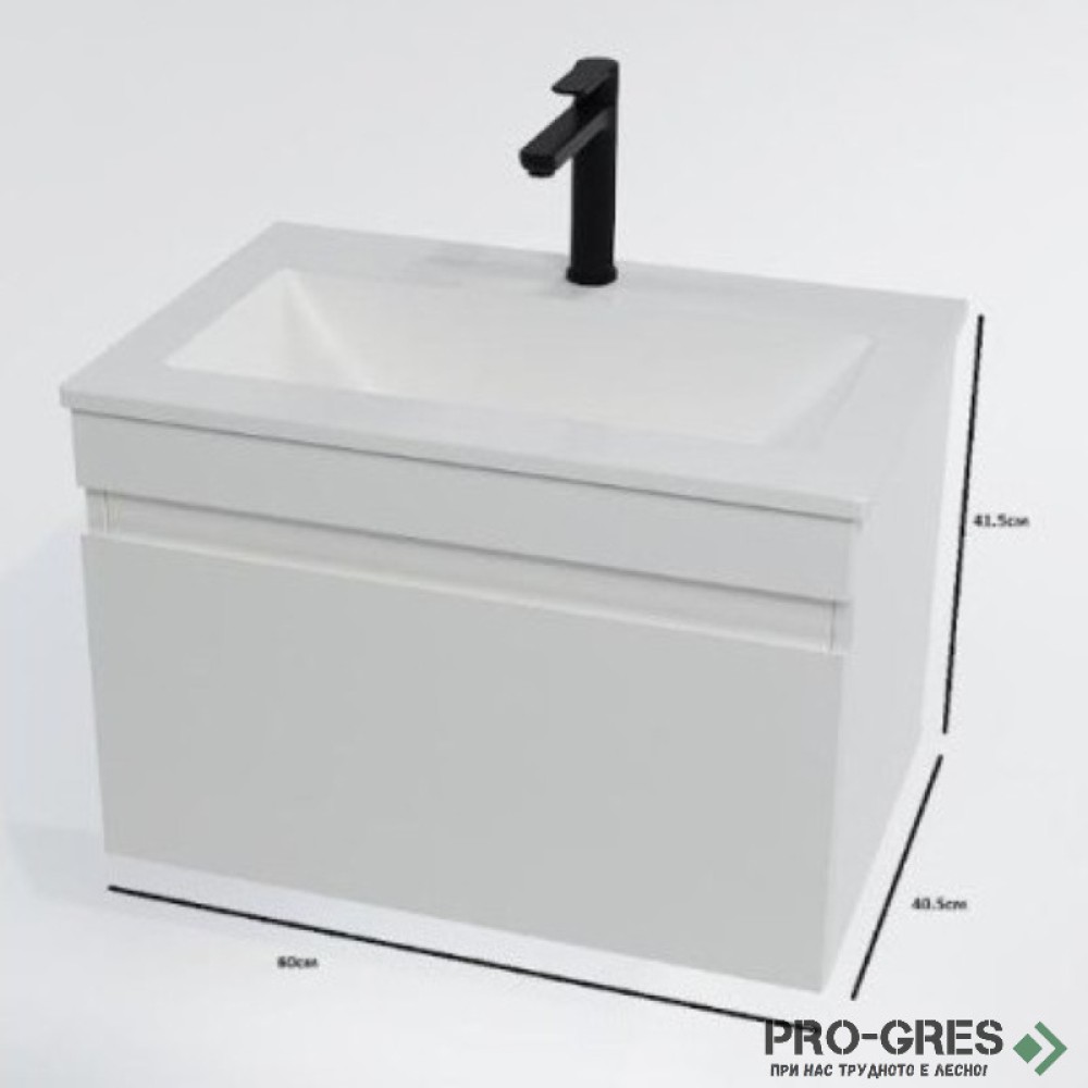 Шкаф за баня, 60х41.5х40.5 см, с чекмедже, Gaudi DS lecce_60_pvc