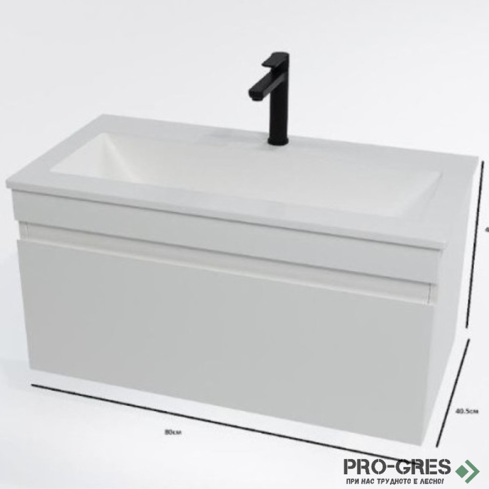 Шкаф за баня, 80х41,5х40,5 см, с чекмедже, Gaudi DS lecce_80_pvc
