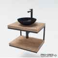 Шкаф за баня 60см, с два дървени плота, черен мат, Gaudi DS quadro_60_2xwood