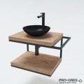 Шкаф за баня 60см, с два дървени плота, черен мат, Gaudi DS quadro_60_2xwood