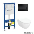 Промо комплект Duofix DELTA12 с конзолна тоалетна чиния PRAVELLO черен активатор DELTA 50 , GEBERIT 503.503.00.1