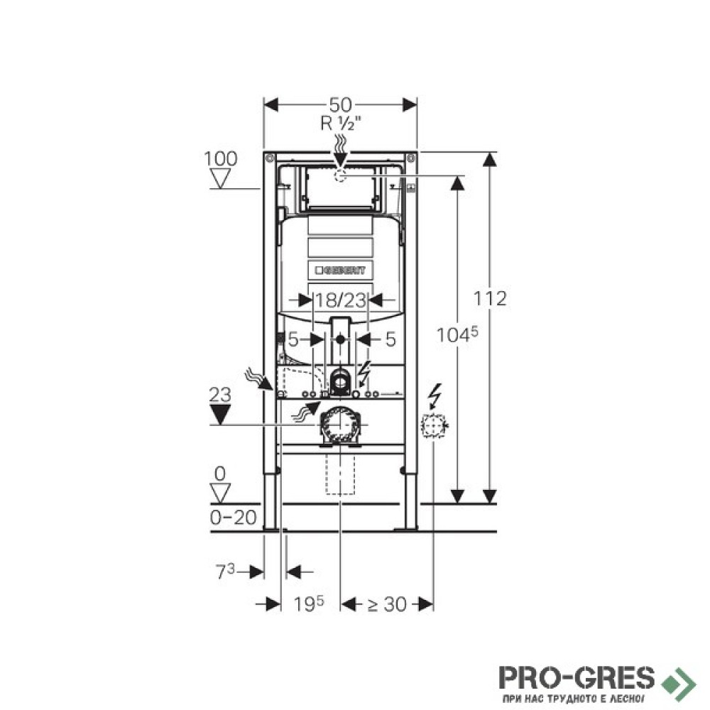 Структура за вграждане DUOFIX DELTA 12см + активаторDelta 20,бял, Geberit 458.103.00.1
