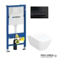 Промо комплект Duofix DELTA12  с конзолна тоалетна чиния  SMYLE SQUARE и черен активатор DELTA 50 , GEBERIT  500.685.01.1
