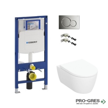 Промо комплект структура Duofix SIGMA12 с конзолна тоалетна чиния ICON Rimfree , GEBERIT 111.300.00.5