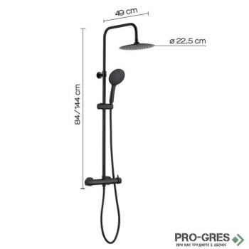 Телескопична душ колона със смесител черен мат, Gedy, Star Plus,  GYSC10251