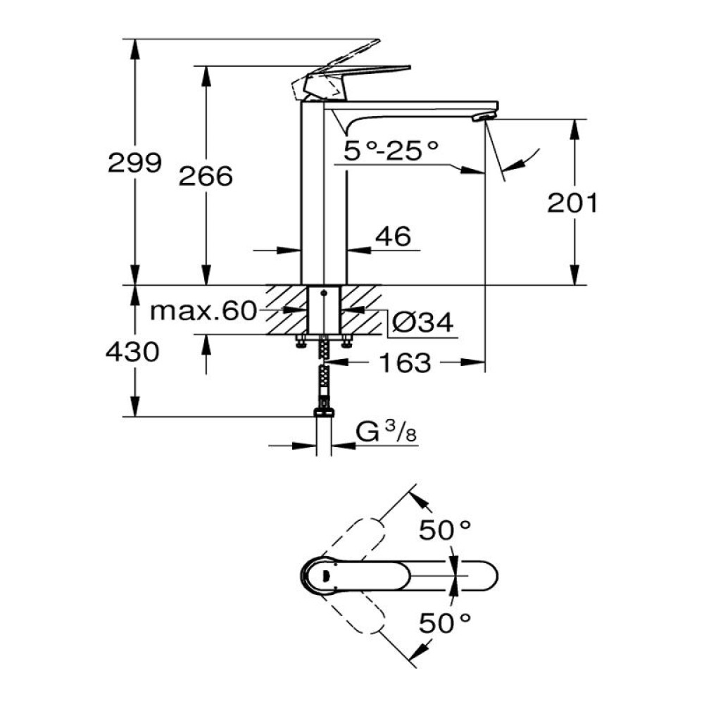 Смесител за мивка ХL-размер,хром,Eurosmart Cosmopolitan Grohe 23 921 000
