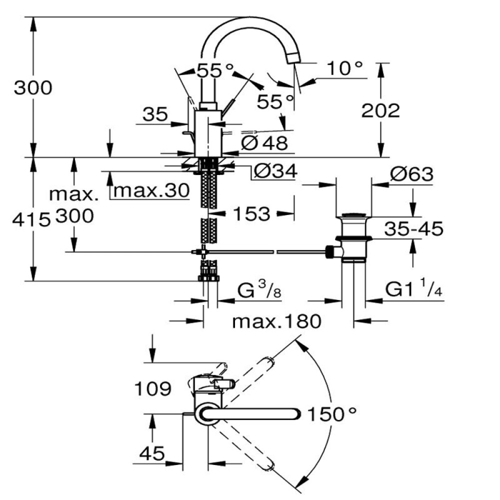 Смесител за мивка хром,Eurosmart Cosmopolitan Grohe 32 830 001