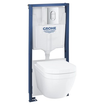 ПРОМО комплект 5в1 тоалетна Euro Ceramic TripleVortex +казанче RAPID SL Grohe 3650100