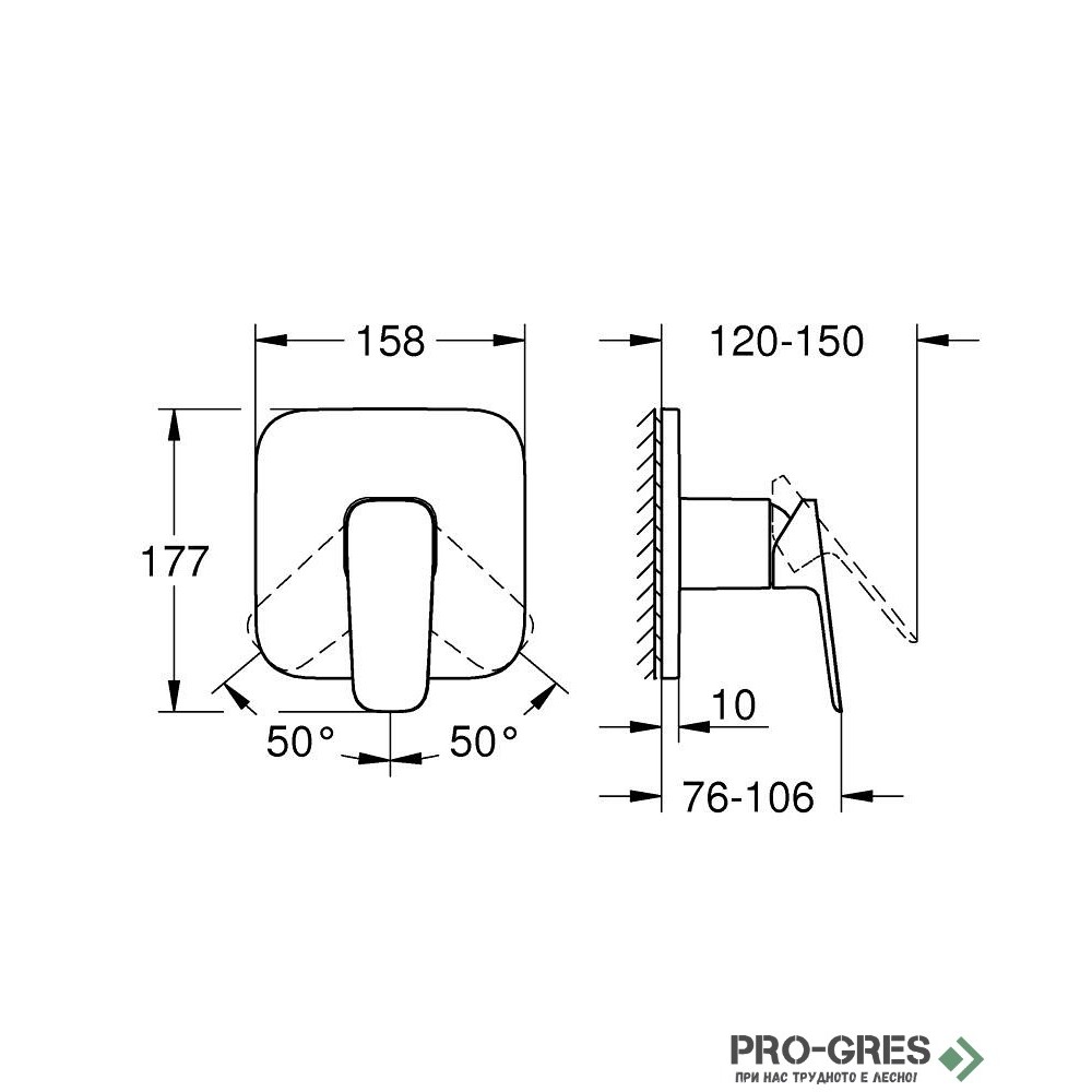 Смесител за душ, за вграждане, Cubeo, Grohe 10 177 70000