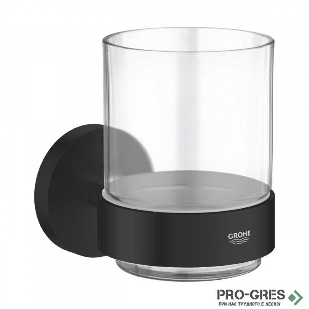 Чаша с държач, черен мат, Essentials, Grohe 1022562430