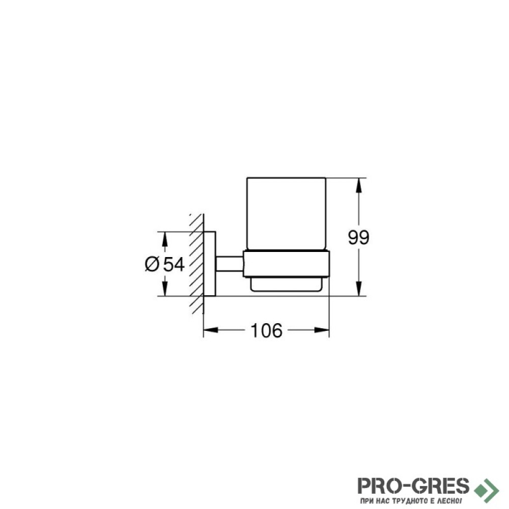 Чаша с държач, черен мат, Essentials, Grohe 1022562430