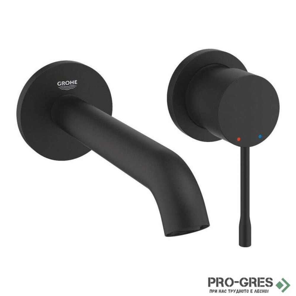 Стенен смесител с тяло за вграждане, черен мат, Essence, Grohe 29192KF1/23571000