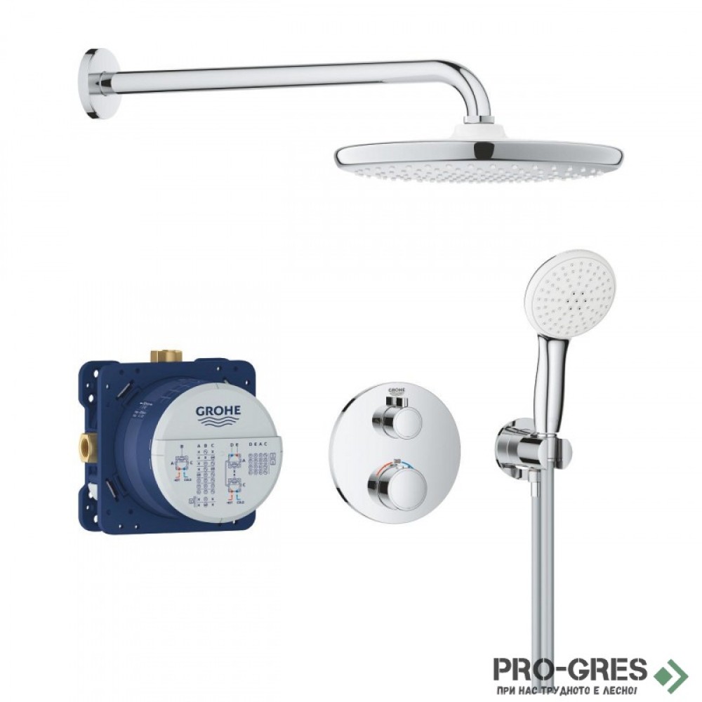 Душ комплект за вграждане с термостатен смесител Grohtherm Tempesta 250, Grohe 34 872 000