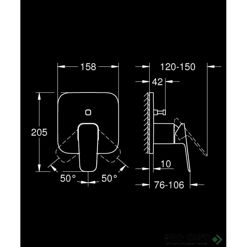 Смесител за душ, 2-степенен, Едноръкохватков, Cubeo, Grohe 10 177 80000