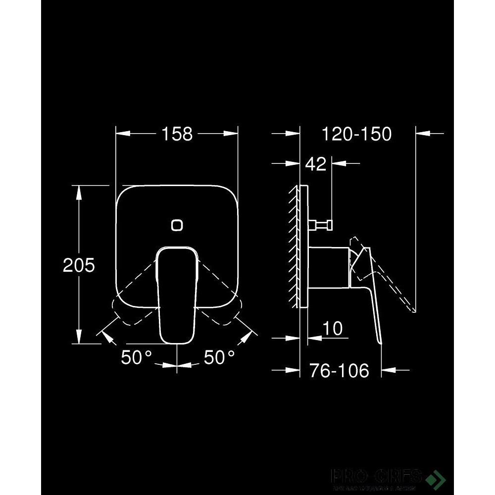 Смесител за душ, 2-степенен, Едноръкохватков, Cubeo, Grohe 1017782430