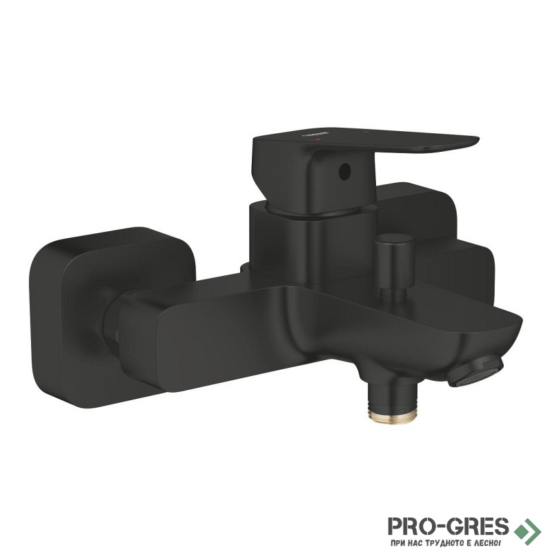 Смесител за душ/вана, стенен, черен мат, Cubeo, Grohe 1018132430