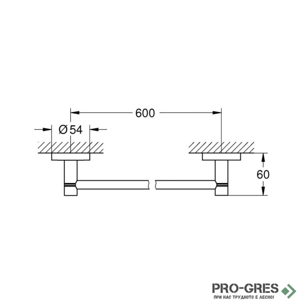 Закачалка за хавлии, 60см, черен мат, Essentials, Grohe 1022512430