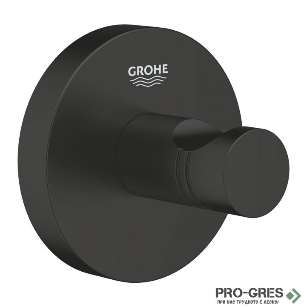 Закачалка за баня, черен мат, Essentials, Grohe 1024602430