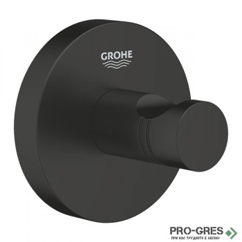 Закачалка за баня, черен мат, Essentials, Grohe 1024602430