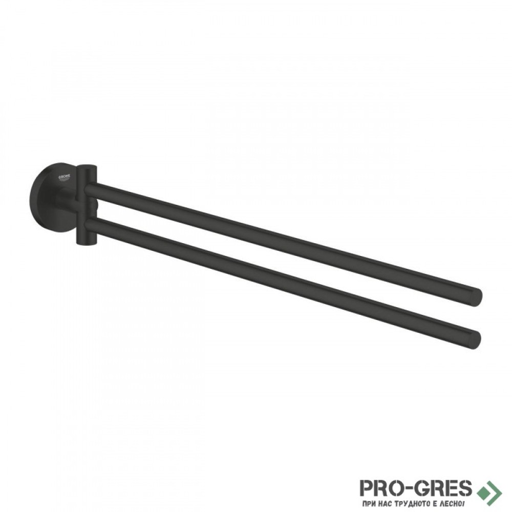 Двойна закачалка за хавлии, черен мат, Essentials, Grohe 1024672430