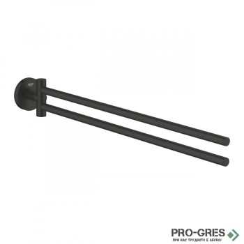 Двойна закачалка за хавлии, черен мат, Essentials, Grohe 1024672430