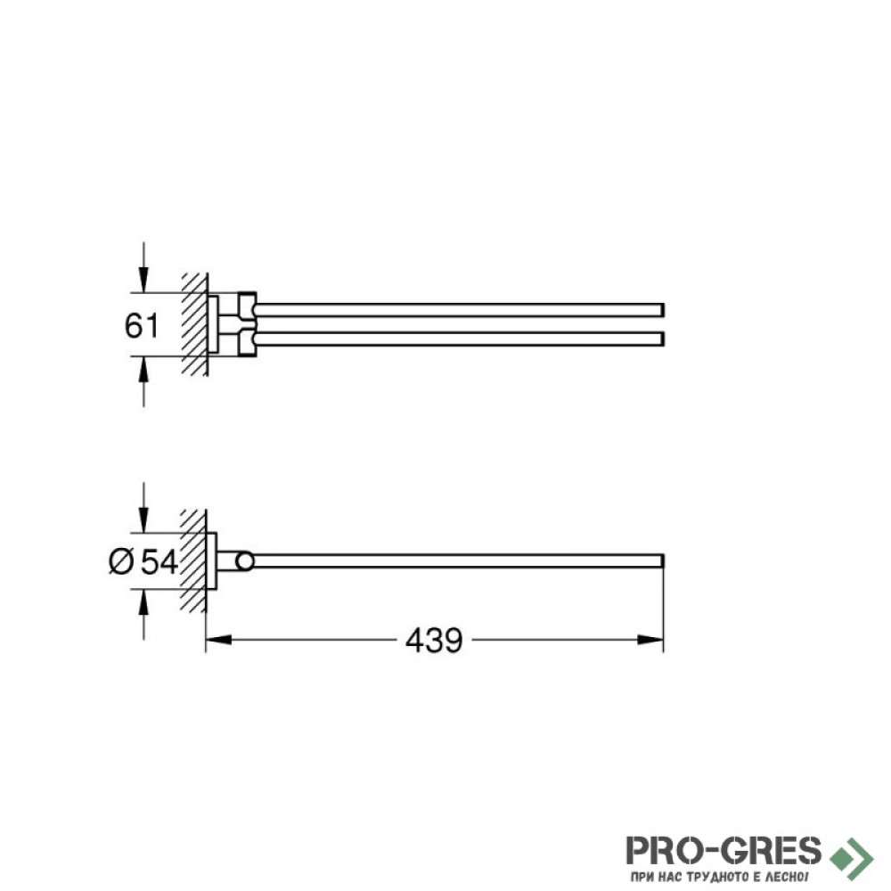 Двоен хавлийник-ножица,SuperSteel Essentials, Grohe 40371DC1