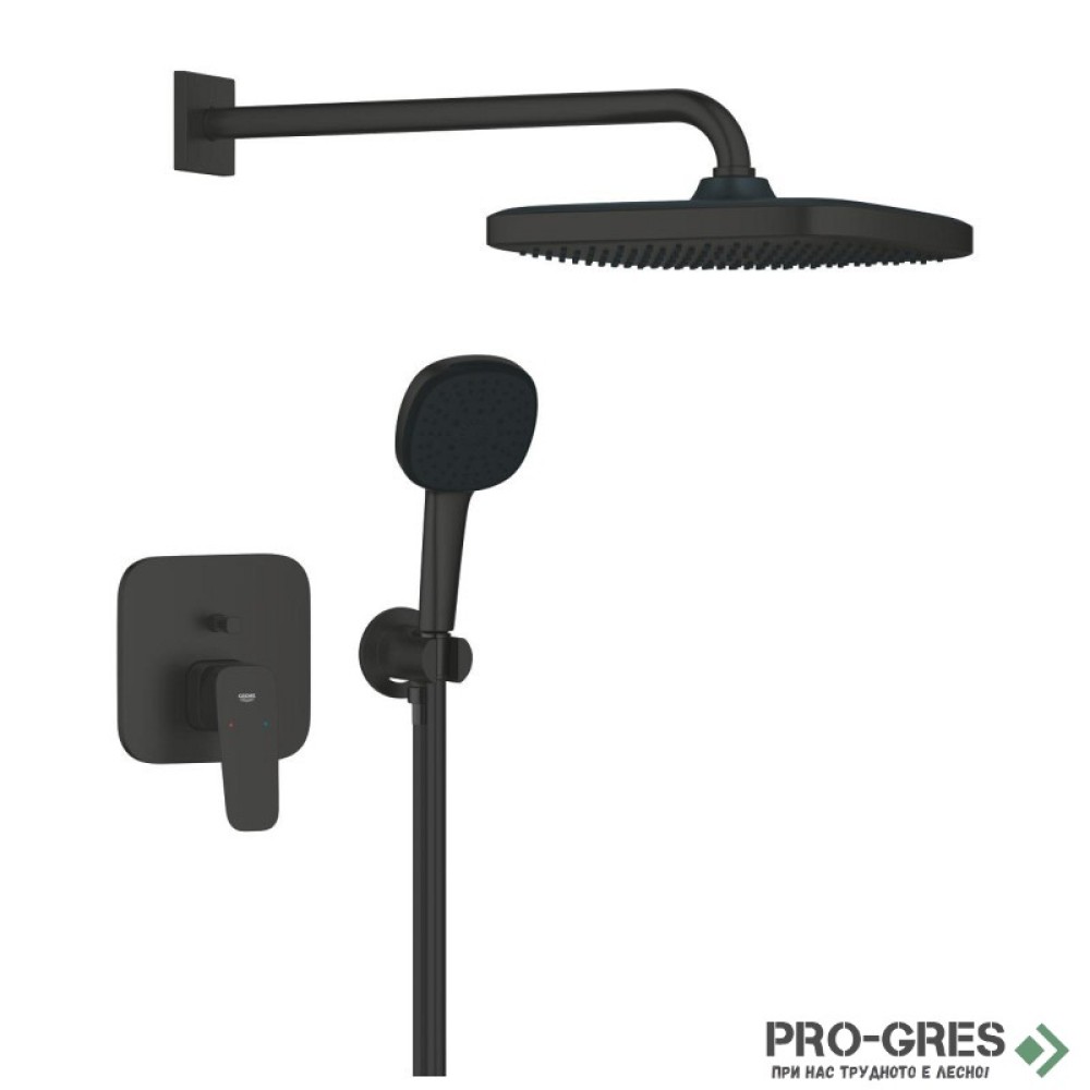 Душ гарнитура за вграждане, черен мат, Cubeo, Grohe 10533 2430