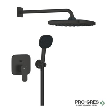 Душ комплект за вграждане, черен мат, Cubeo, Grohe 1053362430