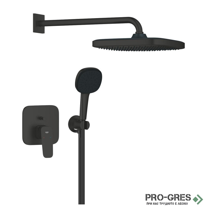 Душ гарнитура за вграждане, черен мат, Cubeo, Grohe 10533 2430