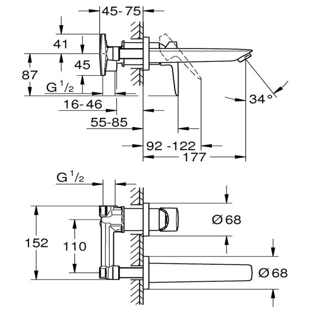 Смесител за мивка ,Bauedge Grohe 20474001