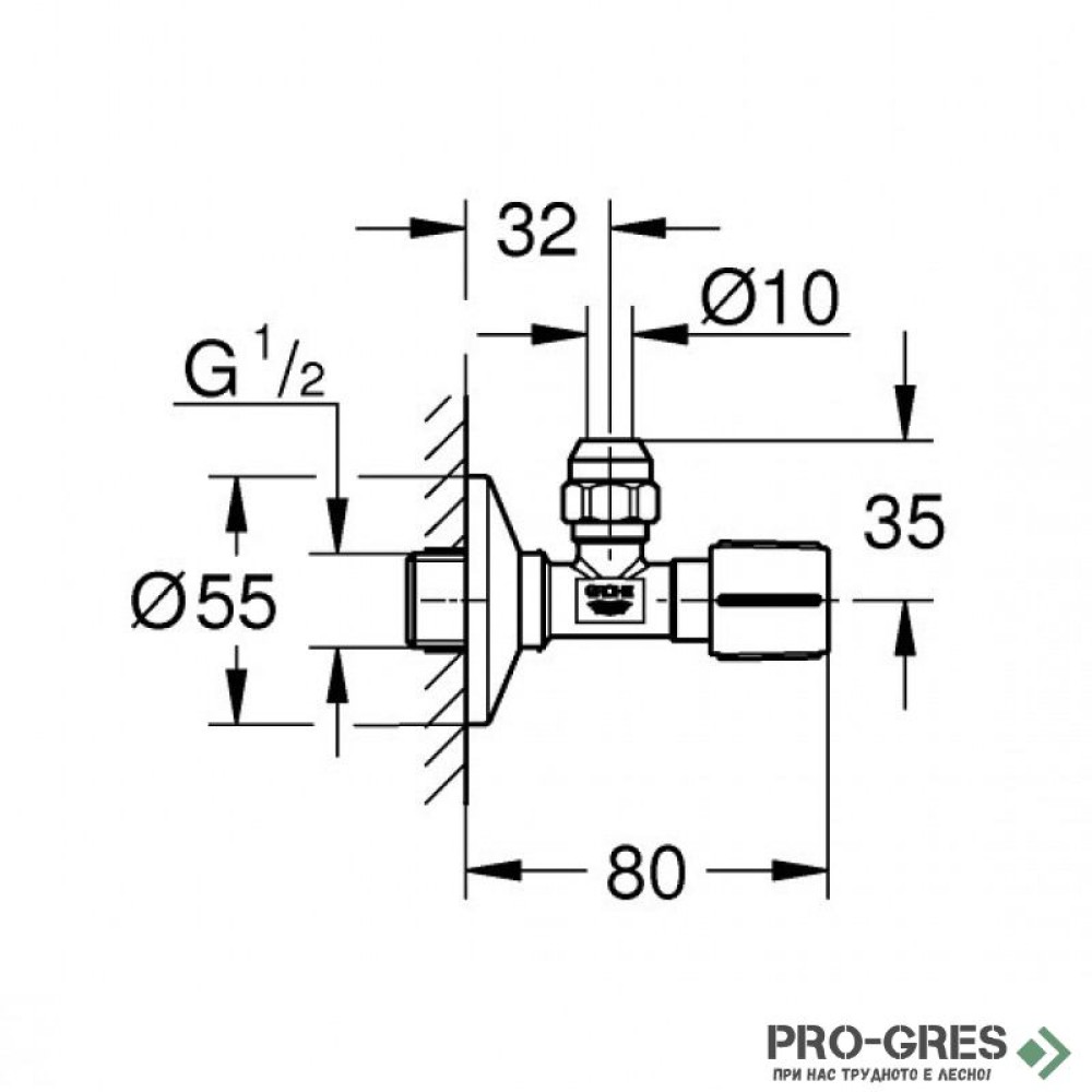 Ъглов кран, Phantom Black, Grohe 22074KF0