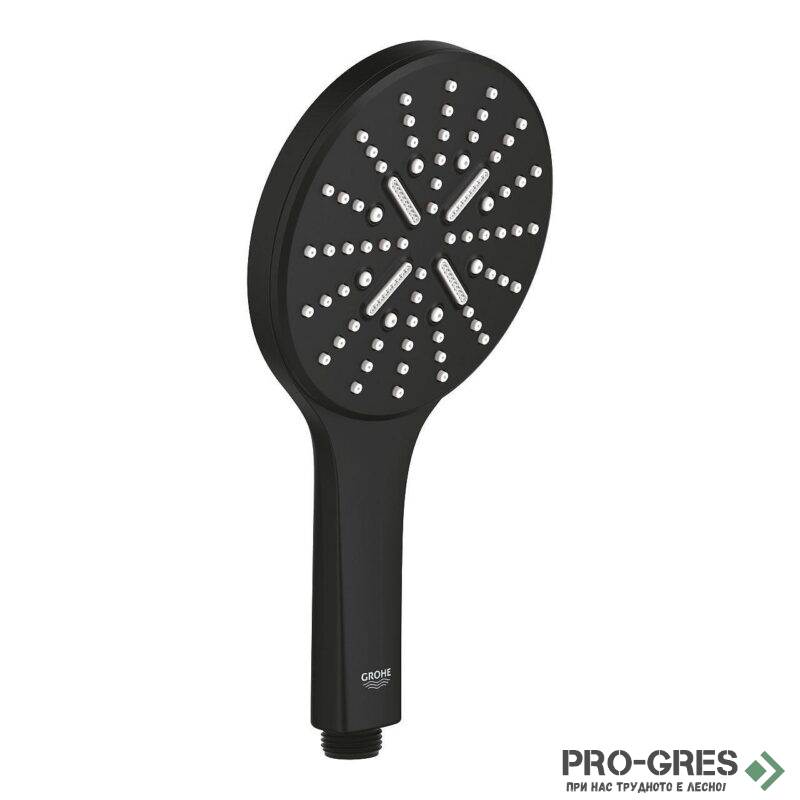 Душ слушалка, с 3 струи, черен мат, Rainshower SmartActive 130, Grohe 22127KF0