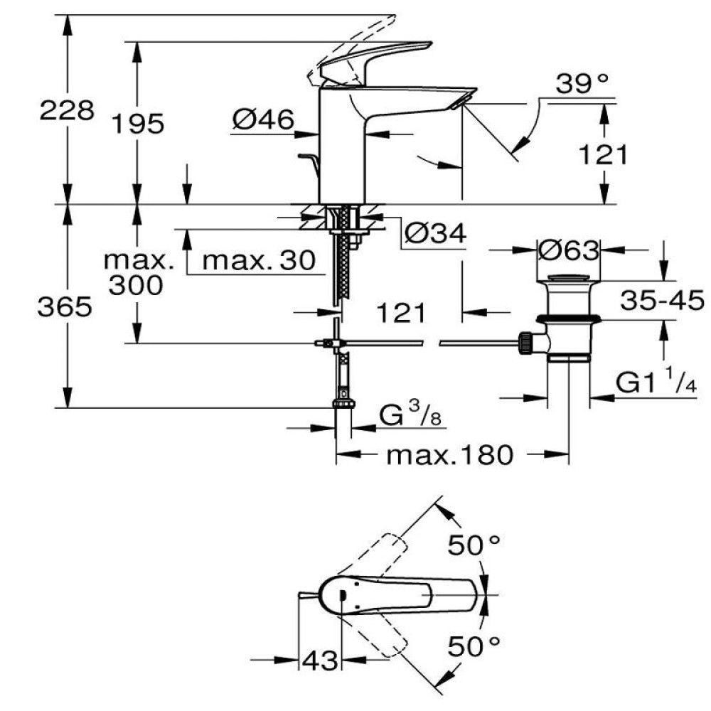 Смесител за мивка М-размер,хром,Eurosmart Grohe 23 322 003